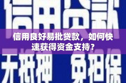 巴塘信用良好易批贷款，如何快速获得资金支持？