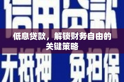 巴塘低息贷款，解锁财务自由的关键策略