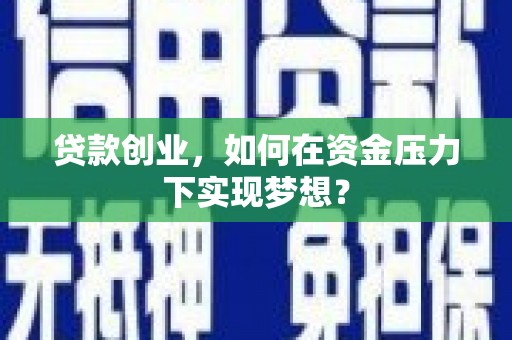 巴塘贷款创业，如何在资金压力下实现梦想？