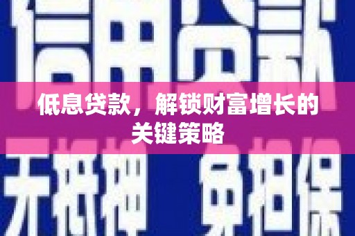 巴塘低息贷款，解锁财富增长的关键策略