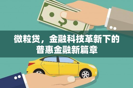 巴塘微粒贷，金融科技革新下的普惠金融新篇章